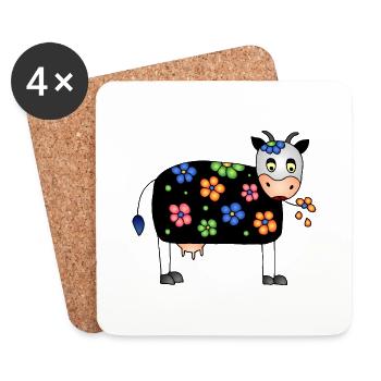 Vache - Dessous de verre (lot de 4) - blanc - Devant