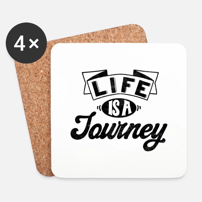Reisespruch Life is a Journey - Untersetzer (4er-Set) - Weiß