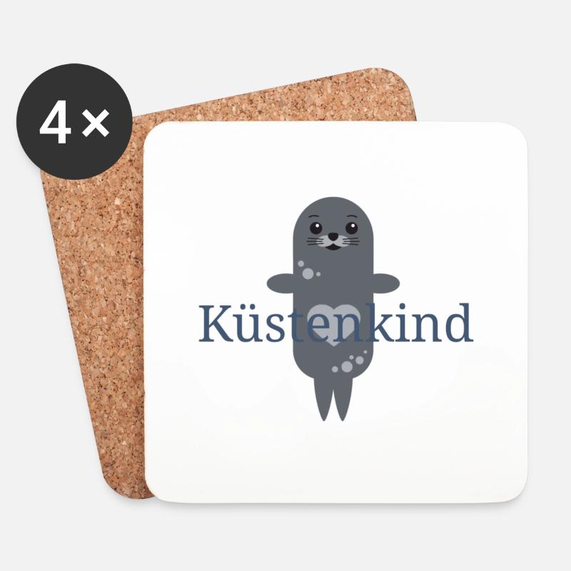 süße Robbe Küstenkind - Untersetzer (4er-Set) - Weiß