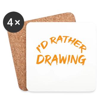I'd Rather Be Drawing Right Now 9 - Coasters (set of 4) - white - Front