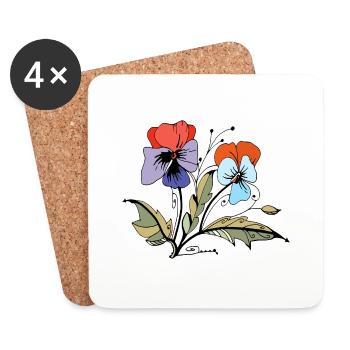 Fleur - Dessous de verre (lot de 4) - blanc - Devant