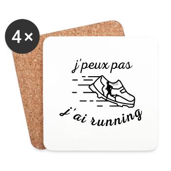 Je ne peux pas, j'ai running - Dessous de verre (lot de 4) - blanc - Devant