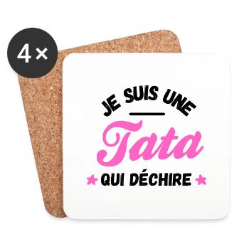 je suis une tata qui déchire - Dessous de verre (lot de 4) - blanc - Devant