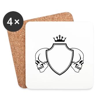 Armoiries du crâne - Dessous de verre (lot de 4) - blanc - Devant