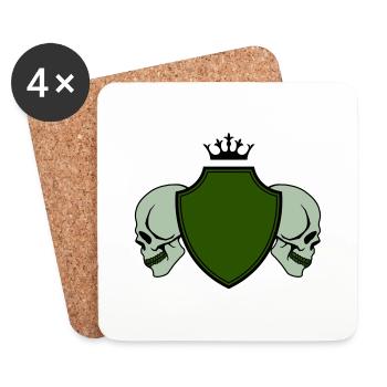 Armoiries du crâne - Dessous de verre (lot de 4) - blanc - Devant