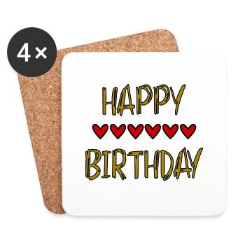 BIRTHDAY,HAPPY BIRTHDAY,HAPPY BIRTHDAY - Coasters (set of 4) - white - Front
