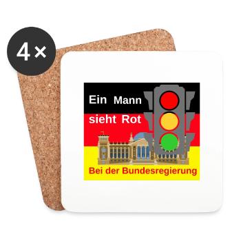 Ein Mann sieht Rot bei der Bundesregierung - Untersetzer (4er-Set) - Weiß - Vorne