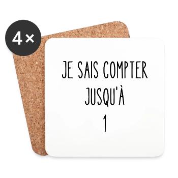 je sais compter jusqu'à 1 - Dessous de verre (lot de 4) - blanc - Devant