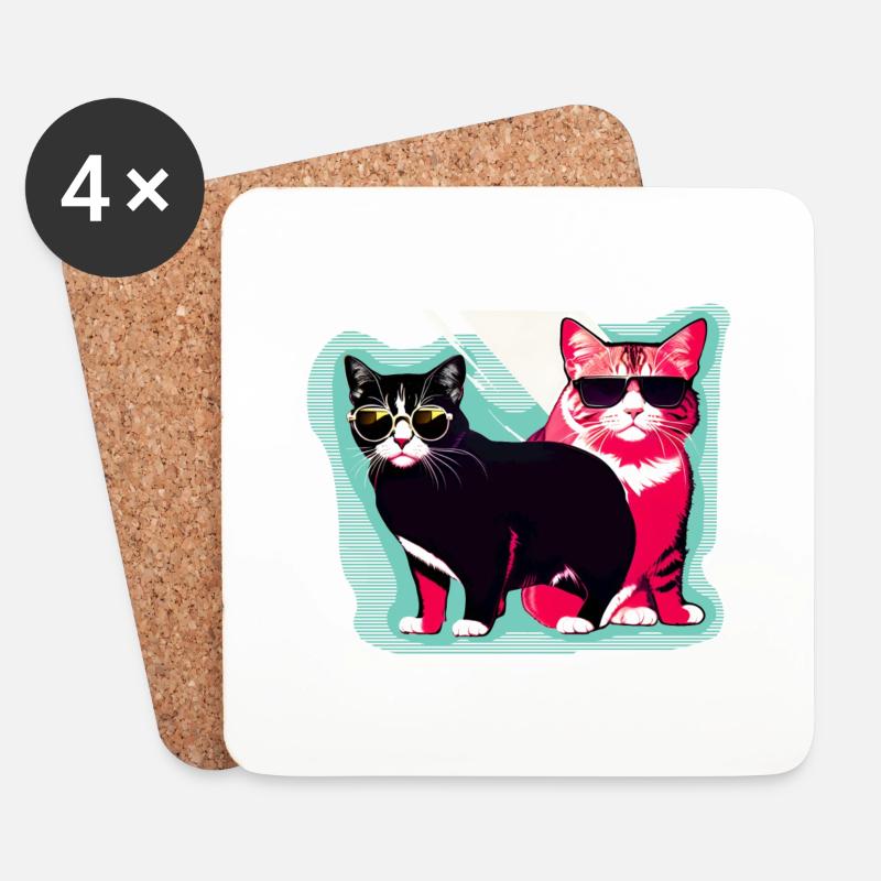 cool cats - Untersetzer (4er-Set) - Weiß