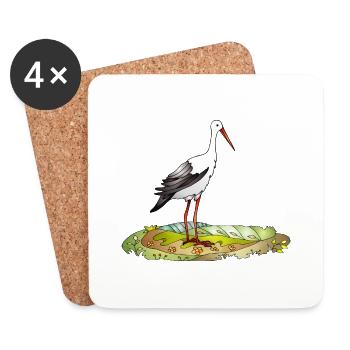 Storchenvogel - Untersetzer (4er-Set) - Weiß - Vorne