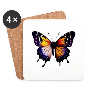 Multicolored butterfly - Coasters (set of 4) - white - Front