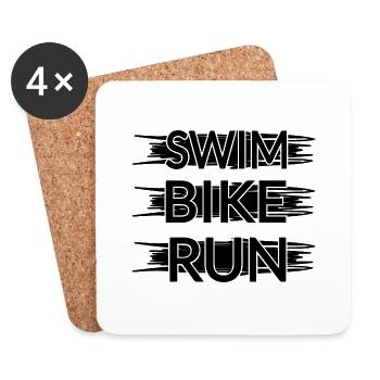 Triathlon Natation Bike Run Marathon - Dessous de verre (lot de 4) - blanc - Devant