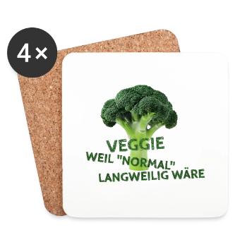 Veggie-weil "normal" langweilig wäre 2.0 - Untersetzer (4er-Set) - Weiß - Vorne