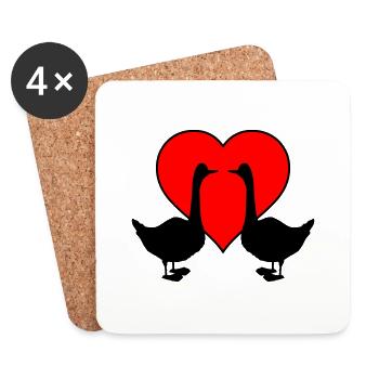 Goose Love 02 - Coasters (set of 4) - white - Front