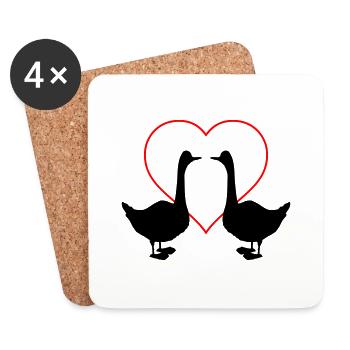 Goose Love 2 - Dessous de verre (lot de 4) - blanc - Devant