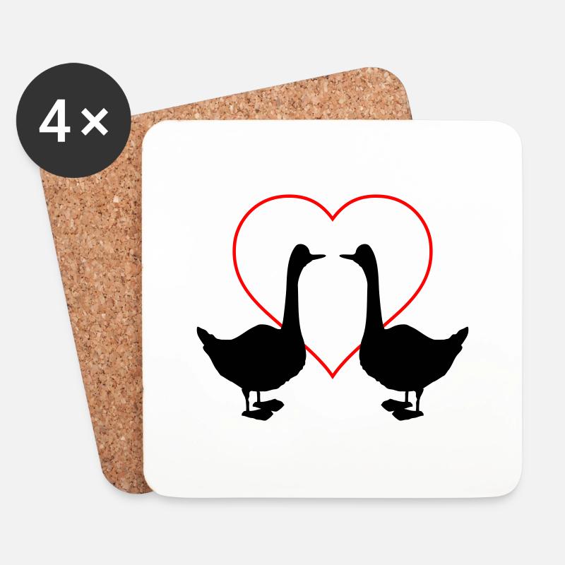 Goose Love 2 - Dessous de verre (lot de 4) - blanc