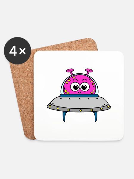 Alien - Untersetzer (4er-Set) - Weiß