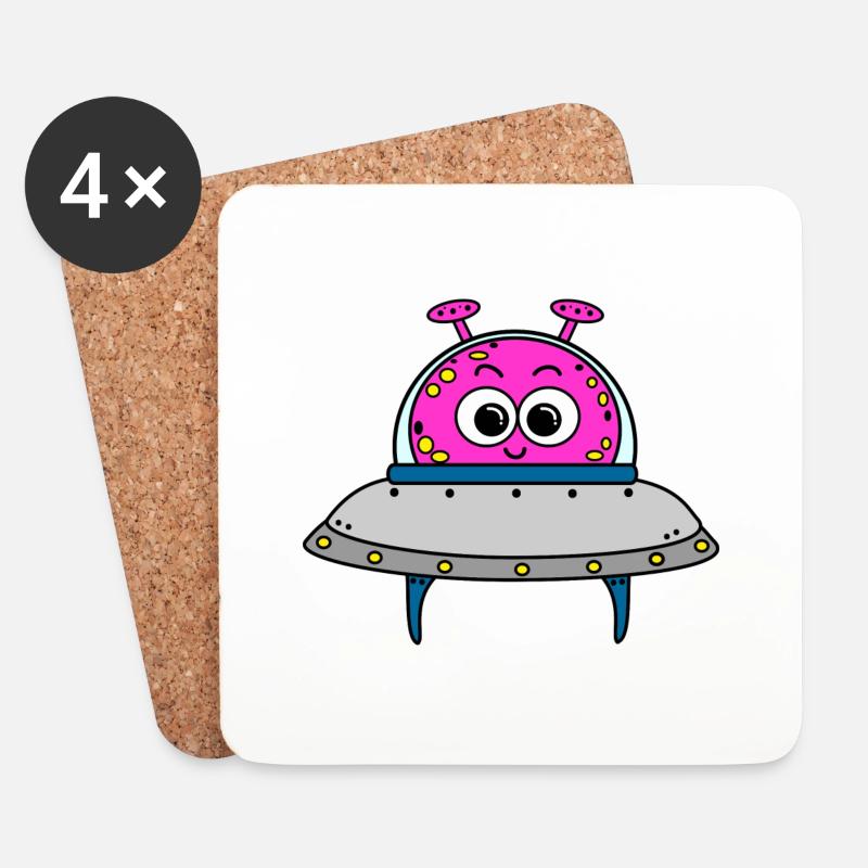 Alien - Untersetzer (4er-Set) - Weiß