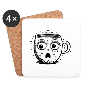 Schock-Tasse - Untersetzer (4er-Set) - Weiß - Vorne