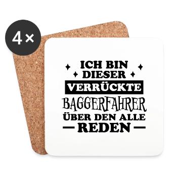 Baggerfahrer Lustiger Spruch Beruf Bagger Geschenk - Untersetzer (4er-Set) - Weiß - Vorne