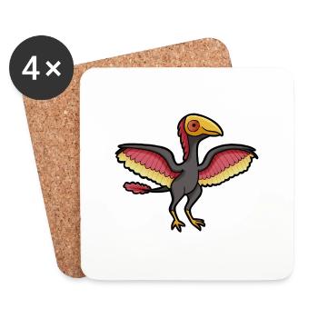 Süßer Archaeopteryx, Dino, Dinosaurier - Untersetzer (4er-Set) - Weiß - Vorne