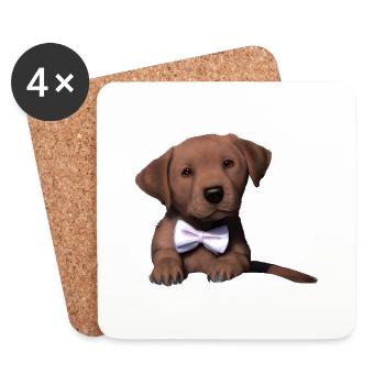 Labrador propriétaire chiot Labrador Retriever - Dessous de verre (lot de 4) - blanc - Devant