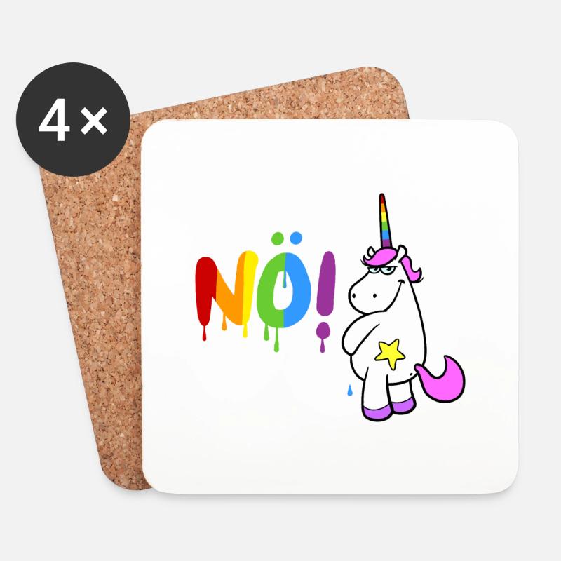 Rosa Cartoon Einhorn pinkelt das Wort "Nö!" - Untersetzer (4er-Set) - Weiß