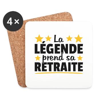 La Légende Prend Sa Retraite 2023 Idée Cadeau - Dessous de verre (lot de 4) - blanc - Devant