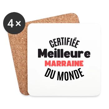 certifiée meilleure marraine du monde - Dessous de verre (lot de 4) - blanc - Devant