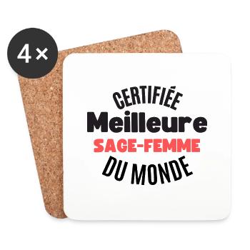 certifiée meilleure sage femme du monde - Dessous de verre (lot de 4) - blanc - Devant
