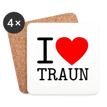 I Love Traun Minimalistisches Herz Souvenir - Untersetzer (4er-Set) - Weiß - Vorne