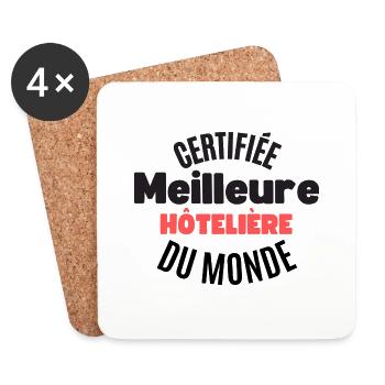 certifiée meilleure hôtelière du monde - Dessous de verre (lot de 4) - blanc - Devant