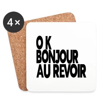 ok bonjour au revoir - Dessous de verre (lot de 4) - blanc - Devant