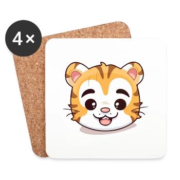 Zul der Tiger - Untersetzer (4er-Set) - Weiß - Vorne