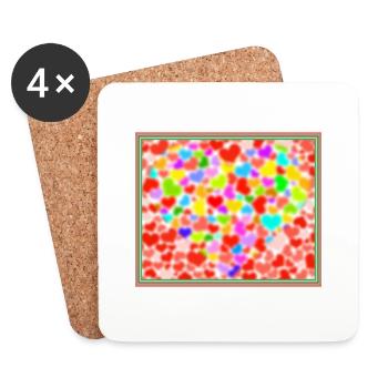 Bunte Herzen - Untersetzer (4er-Set) - Weiß - Vorne