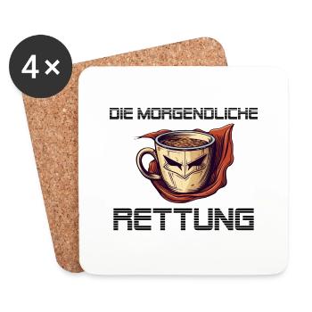 Die Morgendliche Rettung in Form von Kaffee Latte - Untersetzer (4er-Set) - Weiß - Vorne