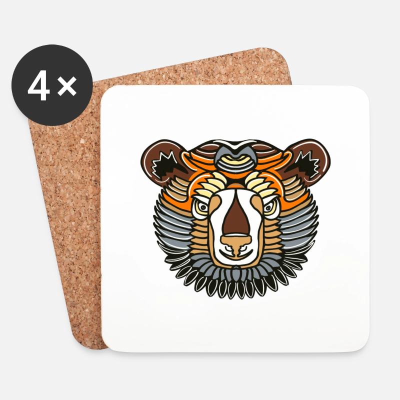 Bär Kopf symmetrisch - Untersetzer (4er-Set) - Weiß