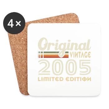 Cadeau d’anniversaire vintage original 2005 - Dessous de verre (lot de 4) - blanc - Devant