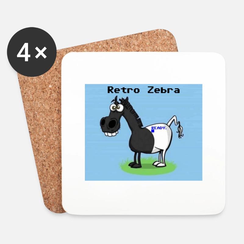 Retro Zebra - Untersetzer (4er-Set) - Weiß