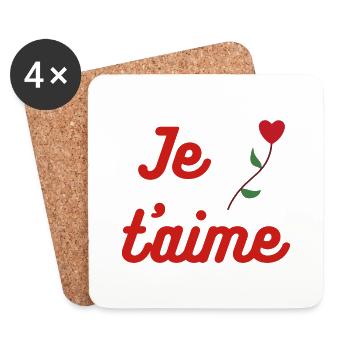 Je T'aime - French I love You Quote - Coasters (set of 4) - white - Front