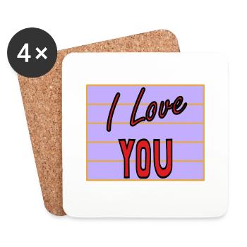 JUST MARRIED. EVJF. SAINT VALENTIN. COUPLE. LOVE - Dessous de verre (lot de 4) - blanc - Devant