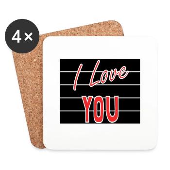 LOVE. COUPLE. JUST MARRIED. EVJF. SAINT VALENTIN. - Dessous de verre (lot de 4) - blanc - Devant