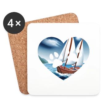 Segeln Segelsport Hund Segler Segelschiff Hunde - Untersetzer (4er-Set) - Weiß - Vorne