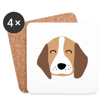 Mignon visage de chiot 2 - Dessous de verre (lot de 4) - blanc - Devant