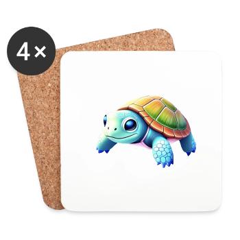 Schildkröte - Untersetzer (4er-Set) - Weiß - Vorne