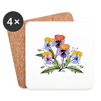 Flowers - Coasters (set of 4) - white - Front