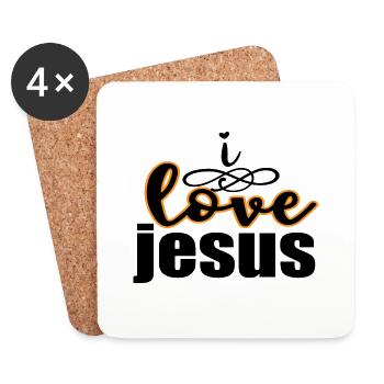 J’aime Jésus - Dessous de verre (lot de 4) - blanc - Devant