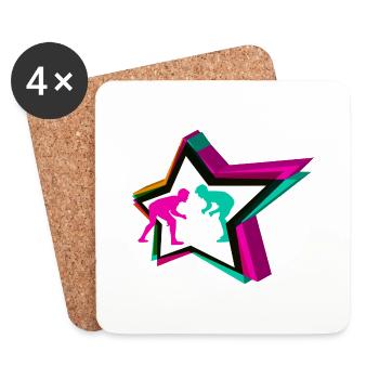 Wrestling Star - Coasters (set of 4) - white - Front