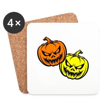 Halloween Creepy Pumpkin Face - Coasters (set of 4) - white - Front