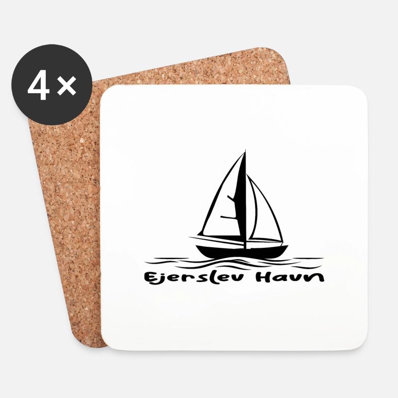 Ejerslev Havn Segelboot - Untersetzer (4er-Set) - Weiß